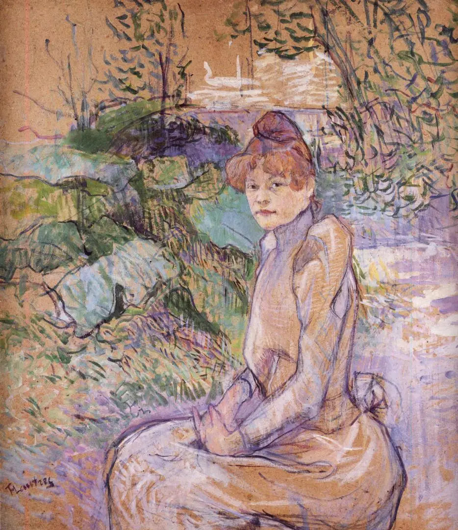 Reproduction du tableau « Femme dans le jardin de monsieur Forest - Henri de Toulouse-Lautrec » par Alpha Reproduction en peinture à l’huile