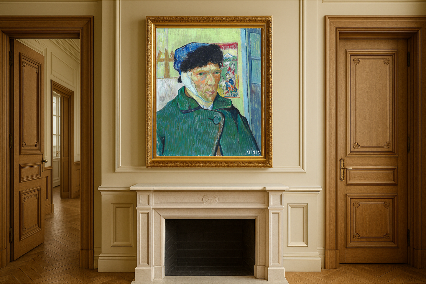 🎨 Autoportret z zabandażowanym uchem – Vincent van Gogh (1889)