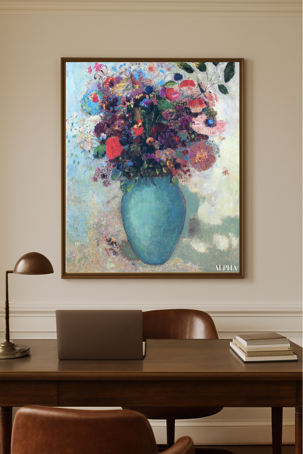 Kwiaty w turkusowym wazonie - Odilon Redon