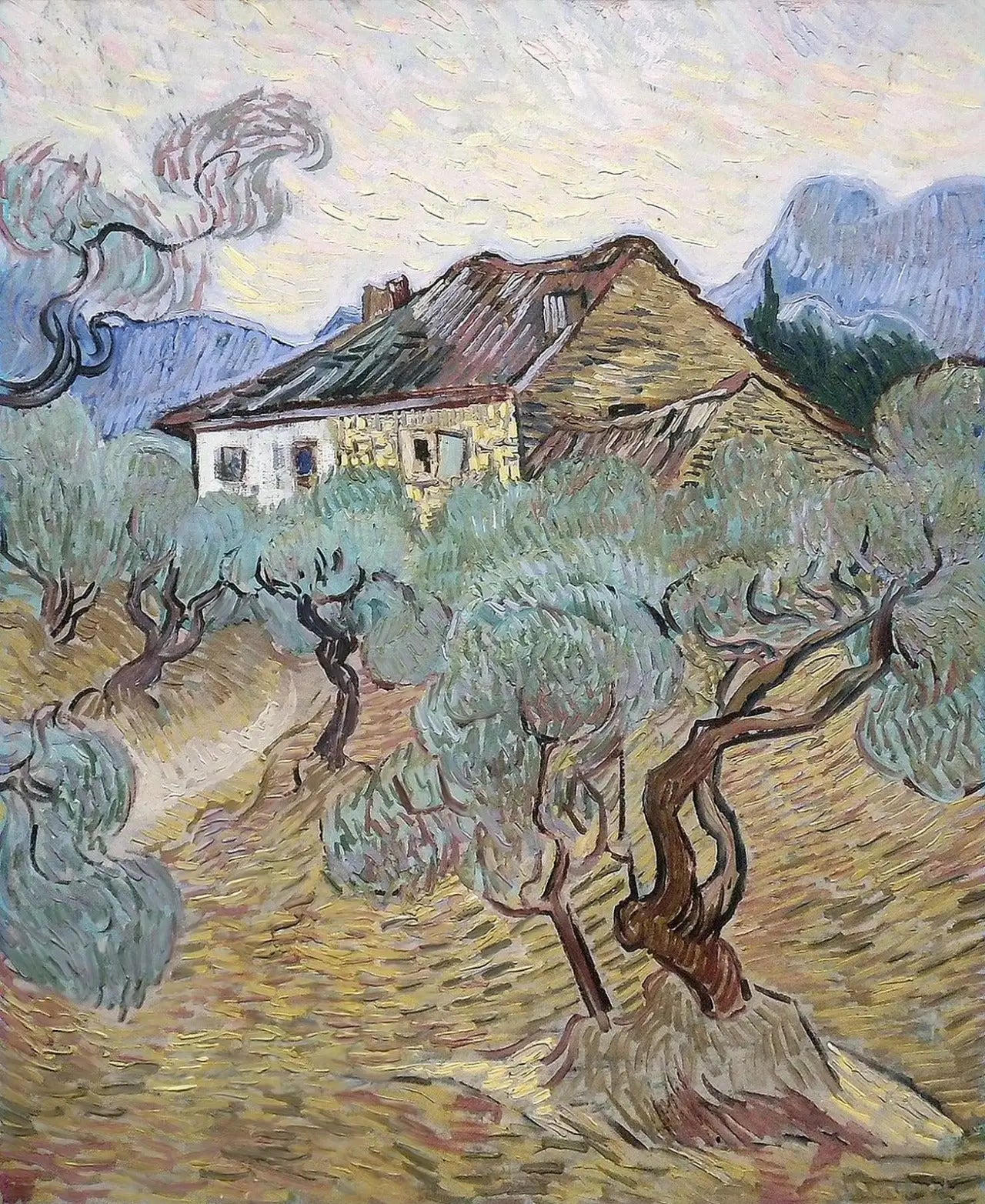 Reproduction du tableau « La maison blanche parmi les oliviers - Vincent van Gogh » par Alpha Reproduction en peinture à l’huile