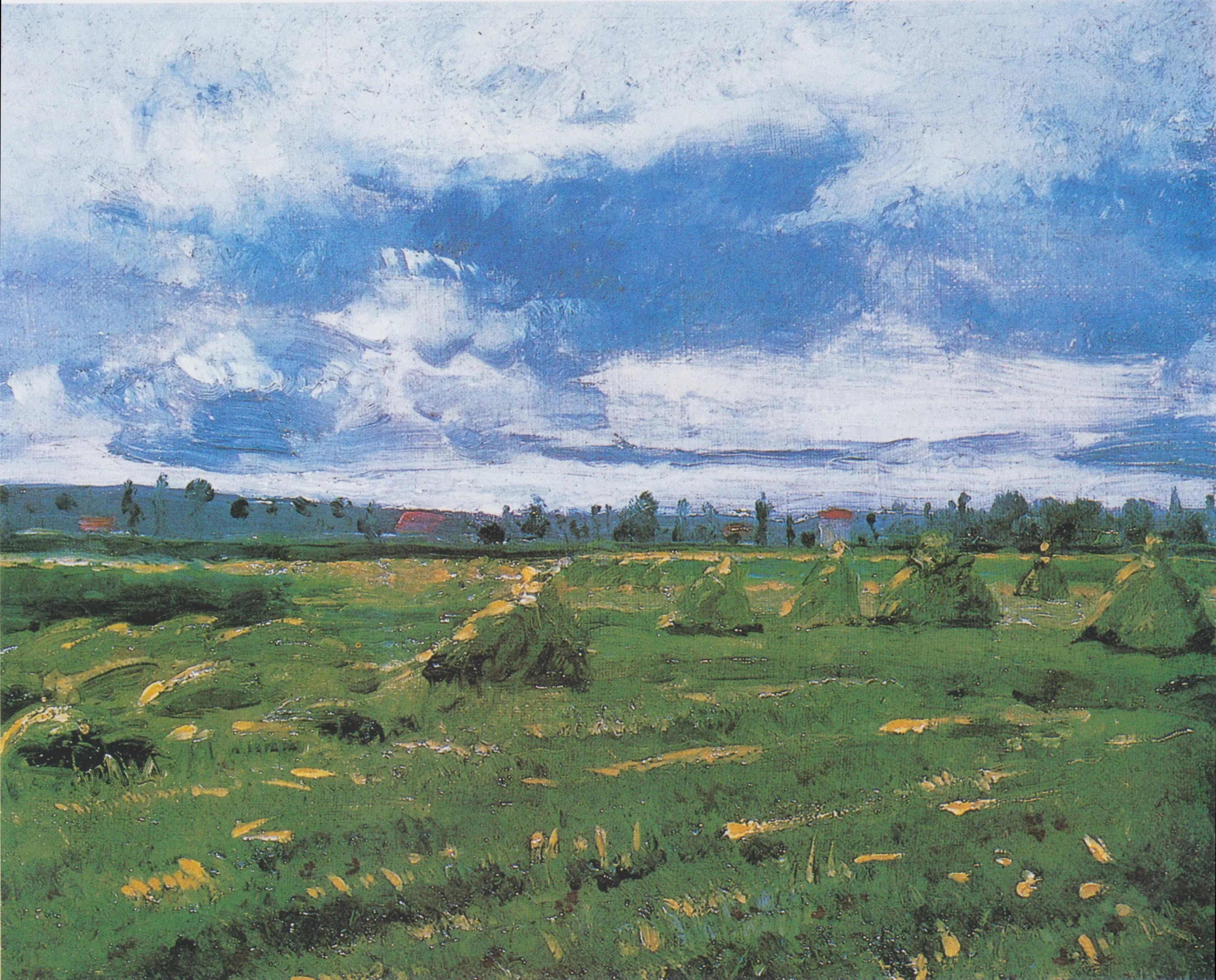 Reproduction du tableau « Champs de blé avec meules - Vincent van Gogh » par Alpha Reproduction en peinture à l’huile