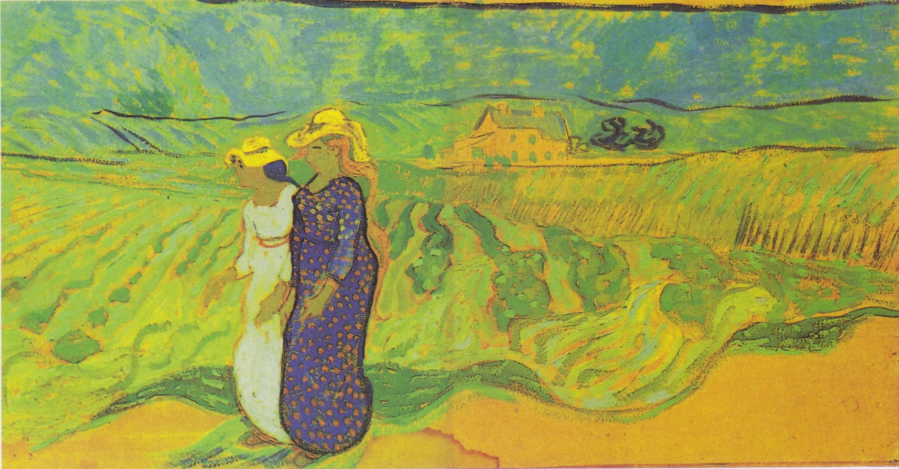 Reproduction du tableau « Deux Femmes à travers champs - Vincent van Gogh » par Alpha Reproduction en peinture à l’huile