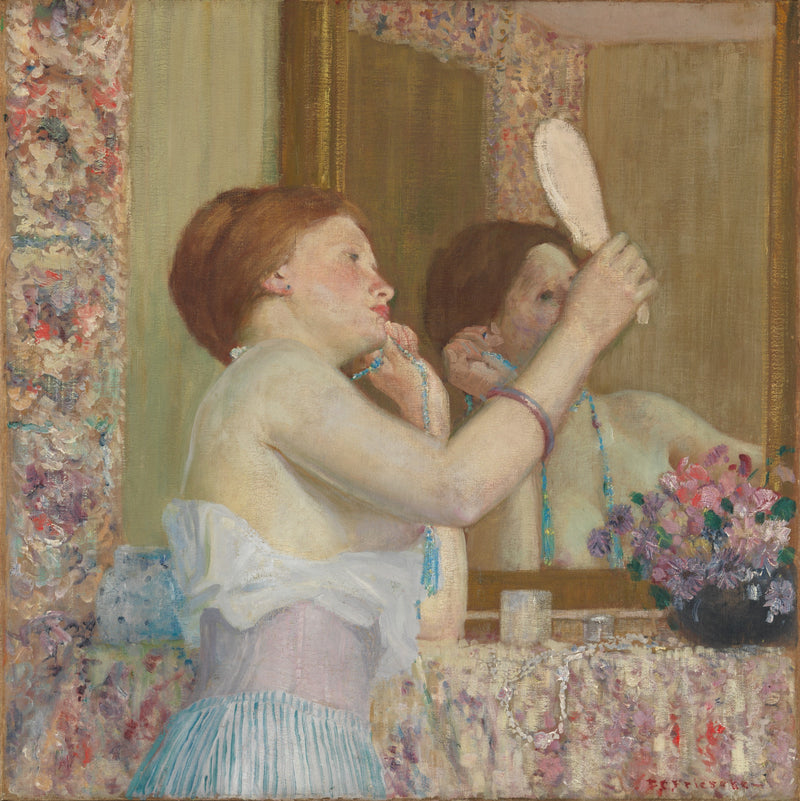 Kobieta patrząca w lustro - Frederick Carl Frieseke