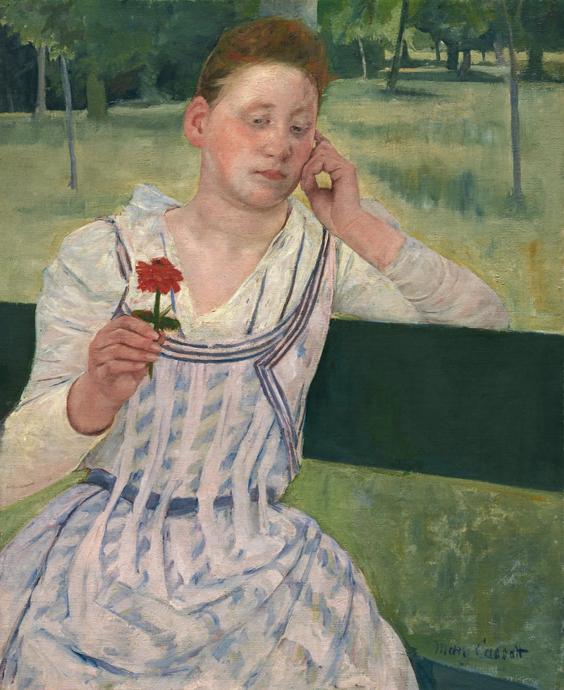 Kobieta z czerwoną zinnią - Mary Cassatt