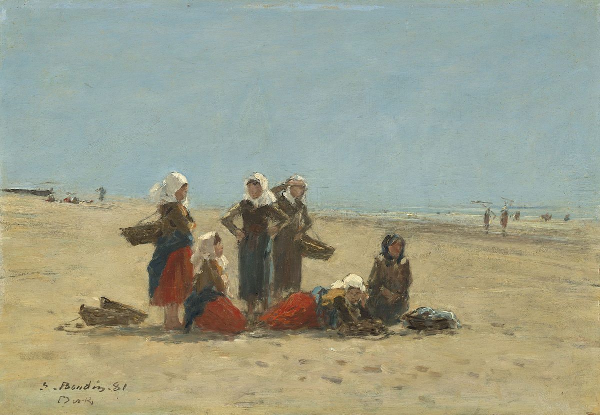 🏖 Kobiety na plaży w Berck – Eugène Boudin (1881)