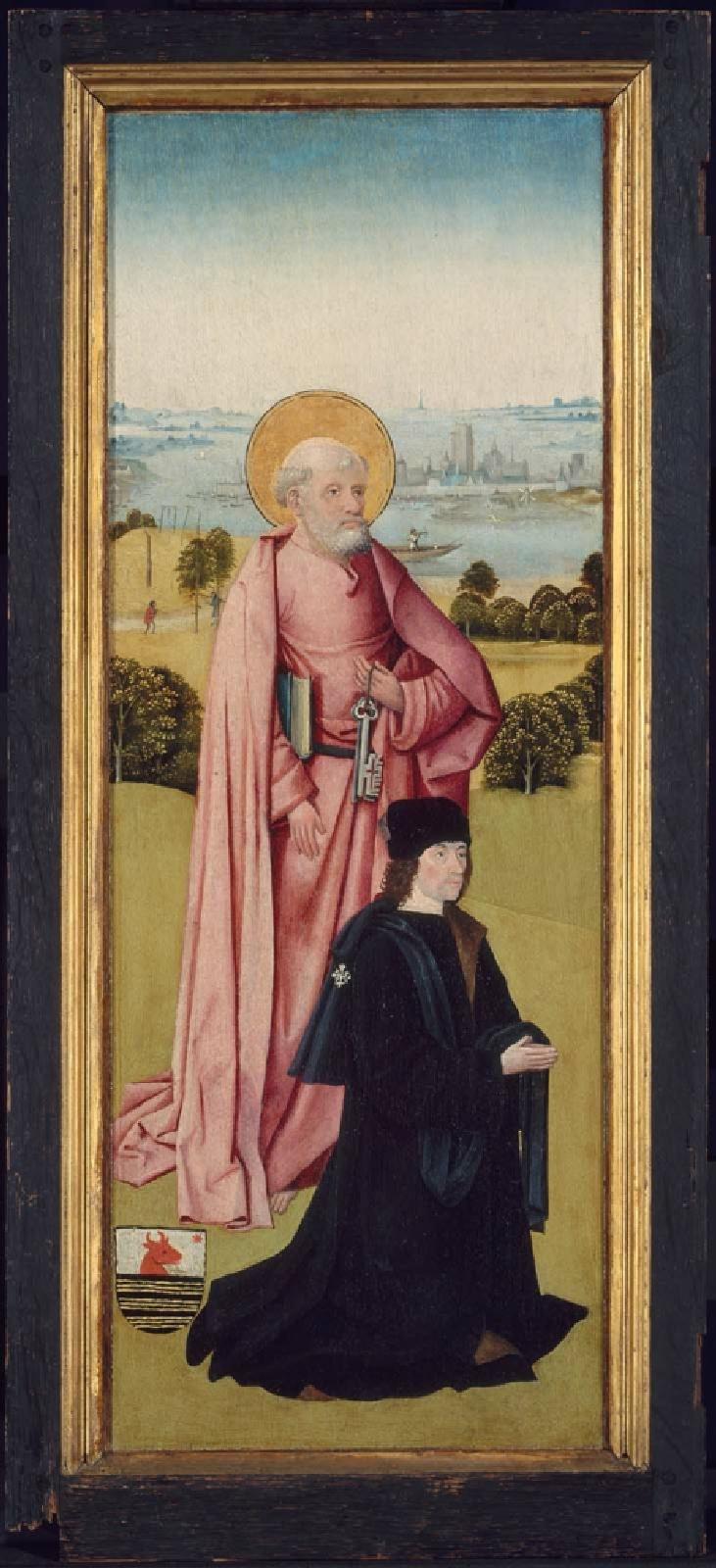 Franco van Langhel i jego synowie z Świętym Janem Chrzcicielem (strona zewnętrzna); Pieter van Os z Świętym Piotrem (strona wewnętrzna) - Hieronymus Bosch