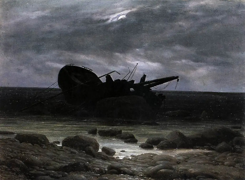 Wrak w blasku księżyca - Caspar David Friedrich