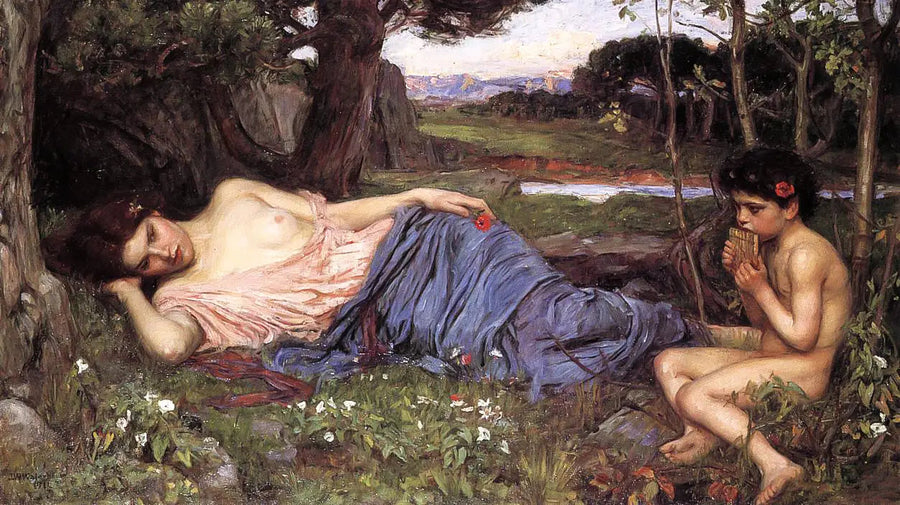 "Na słuchaniu moich słodkich rur - John William Waterhouse"