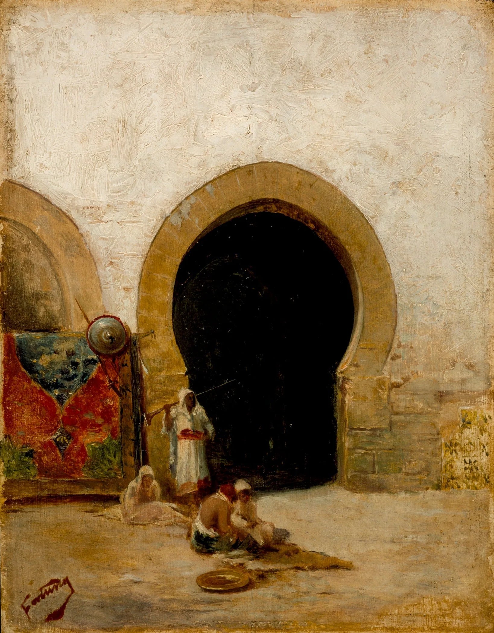 À la porte du sérail - Mariano Fortuny Marsal image 1 tableau peint à l’huile sur toile