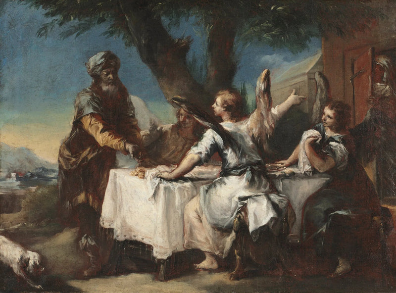Abraham przyjmuje trzech aniołów - Francesco Guardi