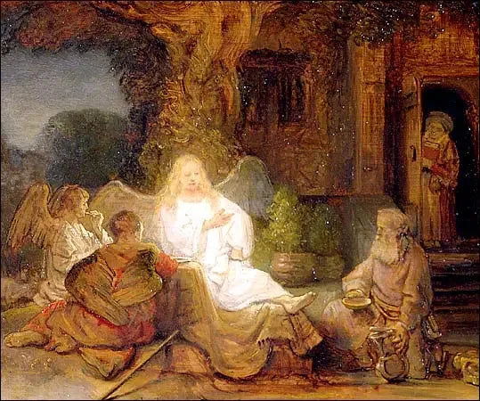 Abraham i trzej aniołowie - Rembrandt