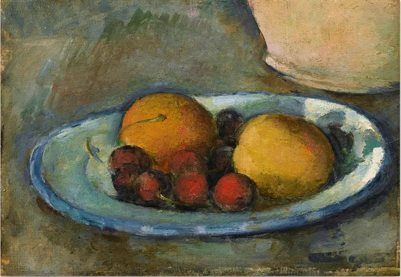 Morele i wiśnie na talerzu - Paul Cézanne