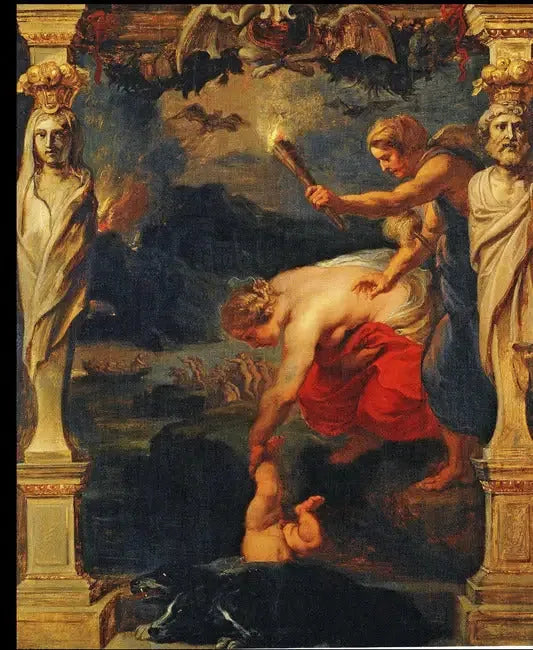 Achilles zanurzył się w rzece Styks - Peter Paul Rubens