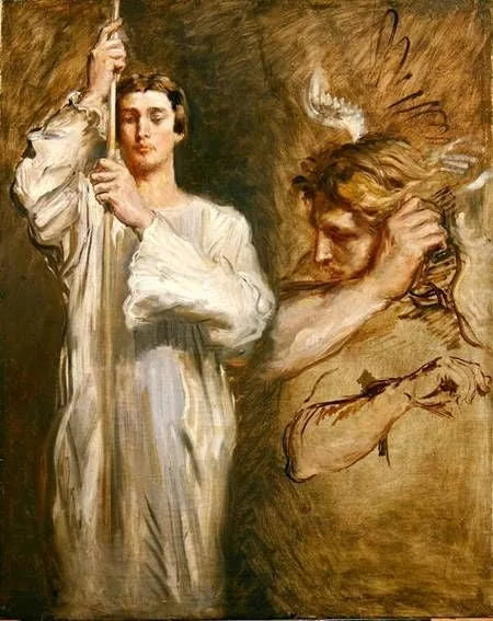 Akolita niosący krzyż i figura anioła - Théodore Chassériau