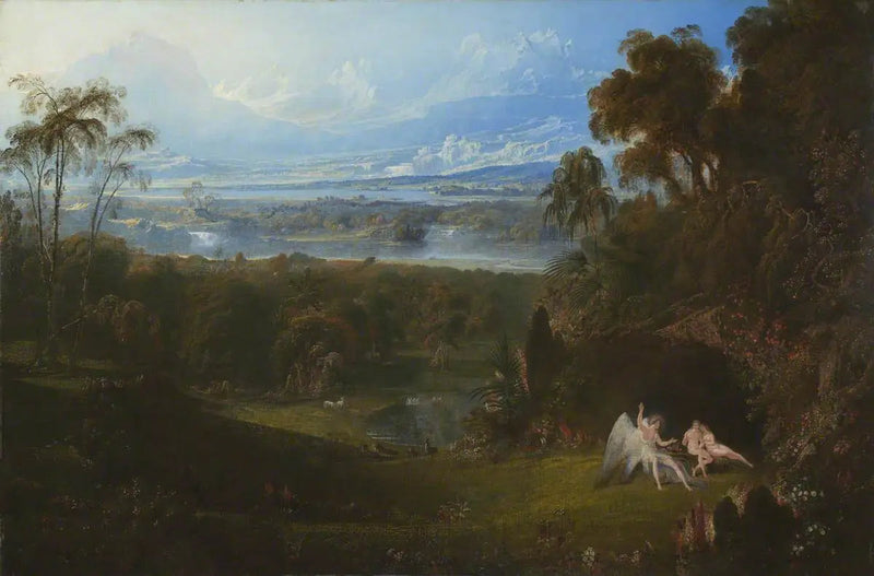 Adam i Ewa rozbawiający anioła Rafała - John Martin