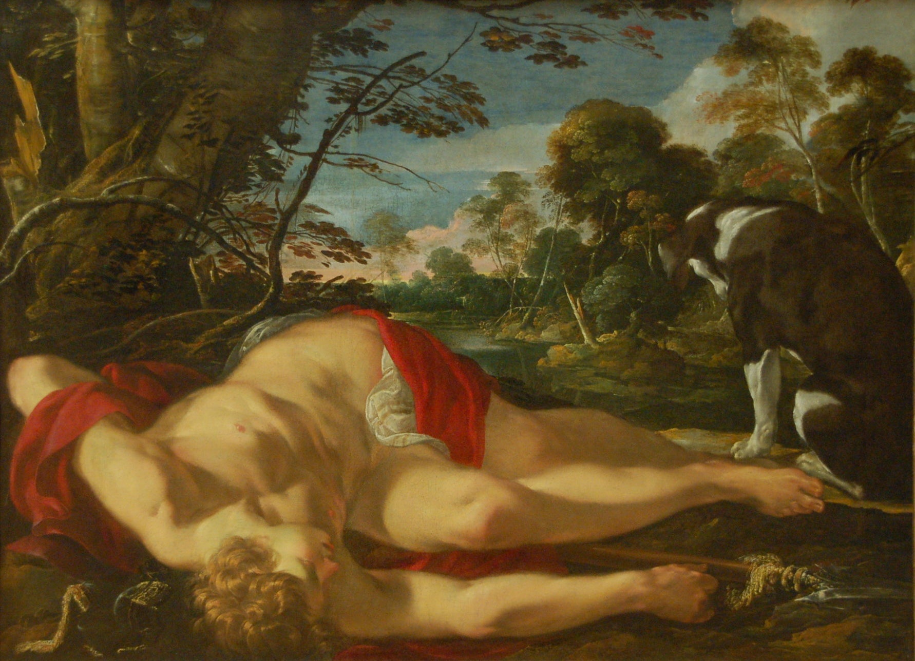 Adonis mort, avec son chien - Laurent de La Hyre image 1 copie de tableau peinte à la main