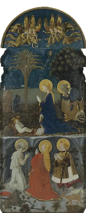 Adoracja Dzieciątka Jezus z świętym Jerzym, świętą Marią Magdaleną i świętym Eustachym - Paolo Uccello