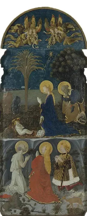 Adoracja Dzieciątka Jezus z świętym Jerzym, świętą Marią Magdaleną i świętym Eustachym - Paolo Uccello