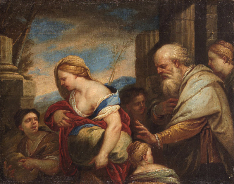 Agar uciekająca przez Abrahama - Luca Giordano