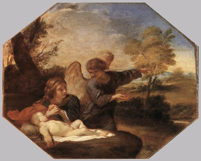 Agar i Ismaël na pustyni - Andrea Sacchi