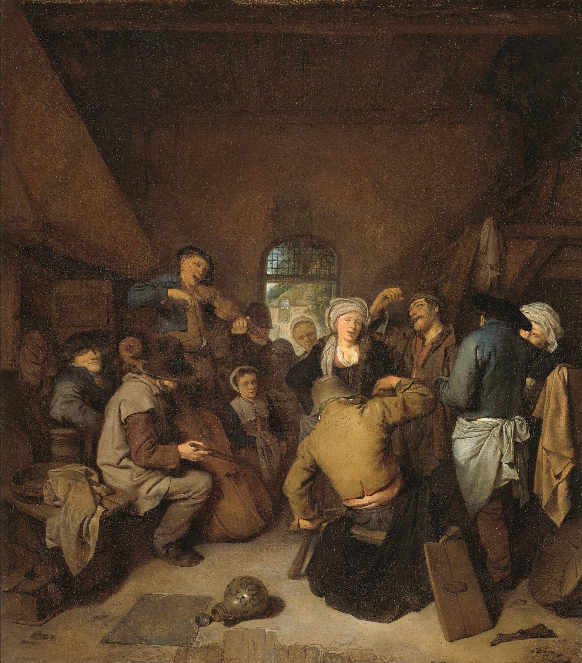 Les agriculteurs font de la musique et dansent. - Cornelis Bega