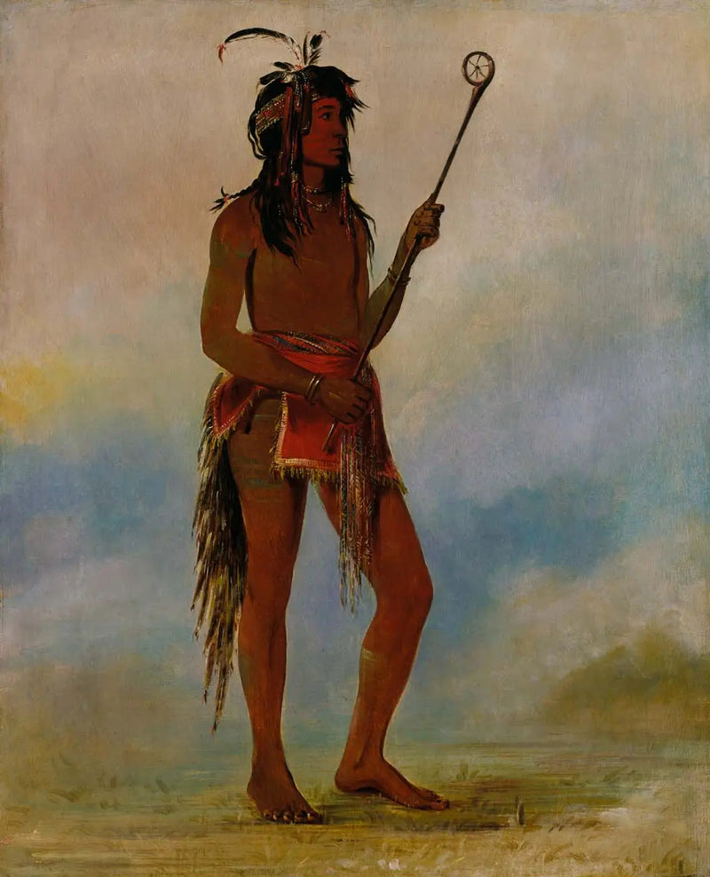 Ah-nó-je-nahge, Ten, który stoi po obu stronach, wybitny gracz w piłkę - George Catlin