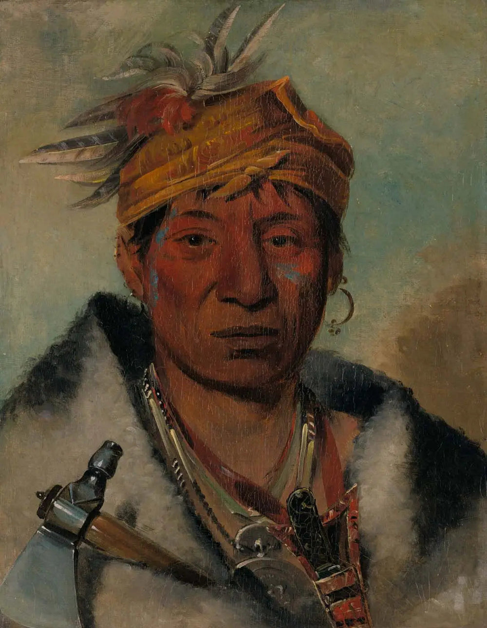 Ah-yaw-ne-tak-oár-ron un guerrier - George Catlin - Alpha Reproduction