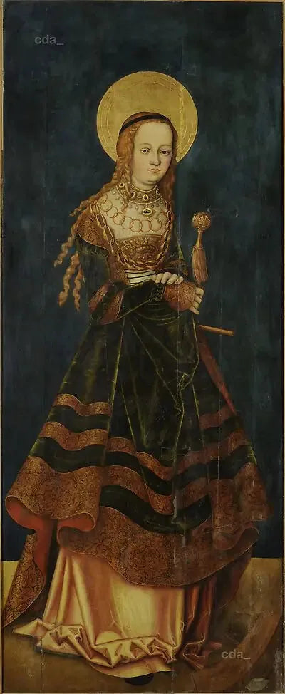 Skrzydła retabulum zachodniego chóru katedry w Naumburgu [zachodnie] : Święta Katarzyna [extérieur] - Lucas Cranach Starszy