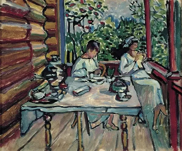 Akhtyrka, Nina i Tatiana w werandzie - Wasilij Kandinsky