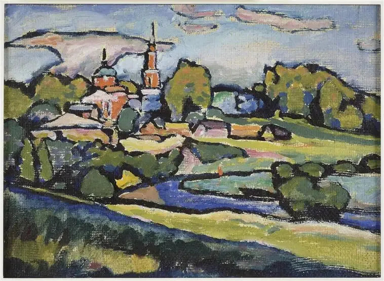 Akhtyrka, krajobraz z czerwoną cerkwią - Wasilij Kandinsky