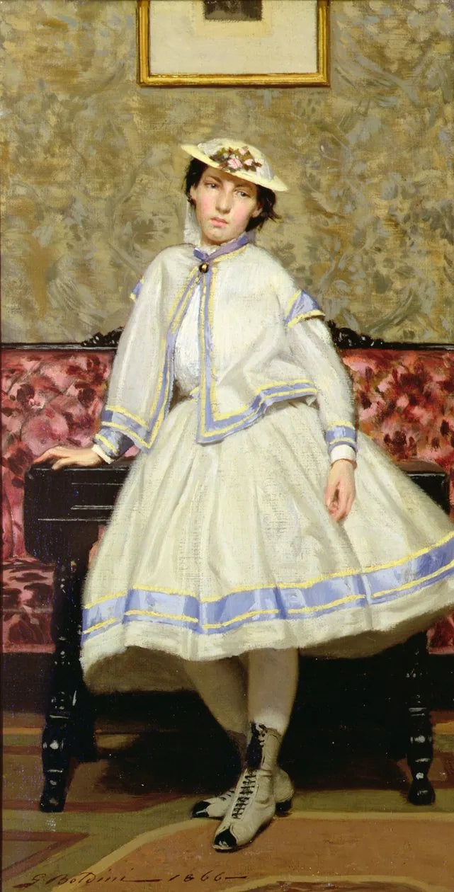 Alaide Banti w białej sukni - Giovanni Boldini