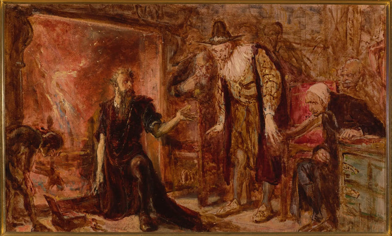 Alchemik Sendivogius i Zygmunt III, szkic - Jan Matejko