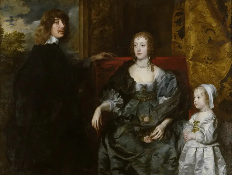 Algernon Percy, 10. hrabia Northumberland (1602-1668), jego pierwsza żona Lady Anne Cecil (zmarła w 1637) oraz ich córka Lady Catherine Percy (1630-1638) - Antoine van Dyck