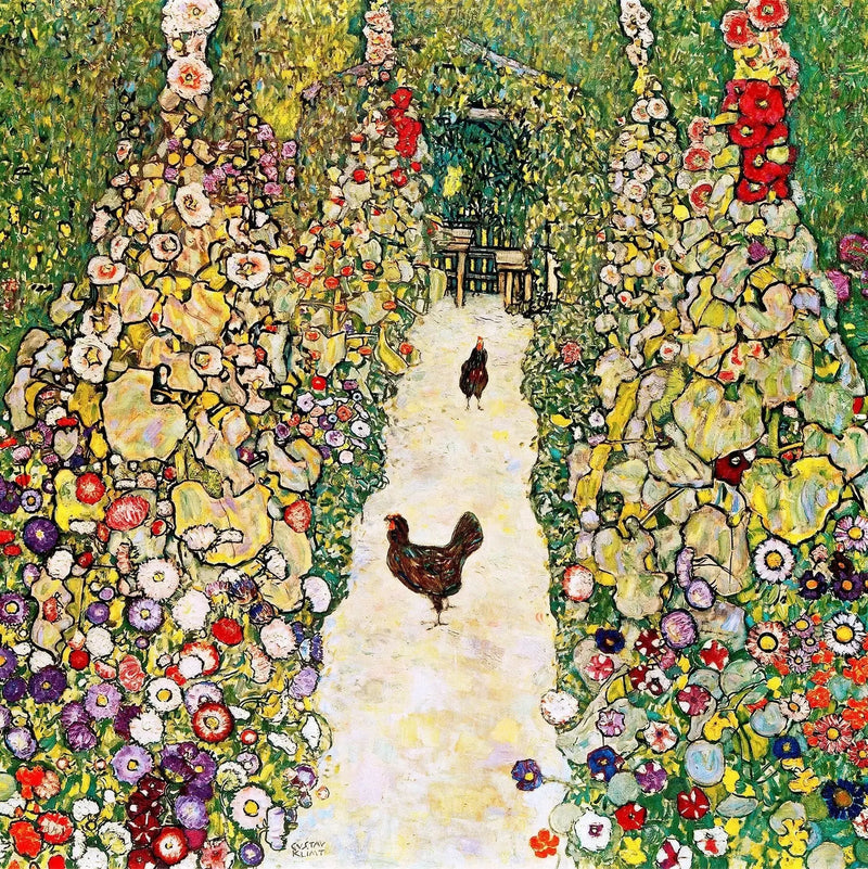Aleja ogrodowa z kurami - Gustav Klimt