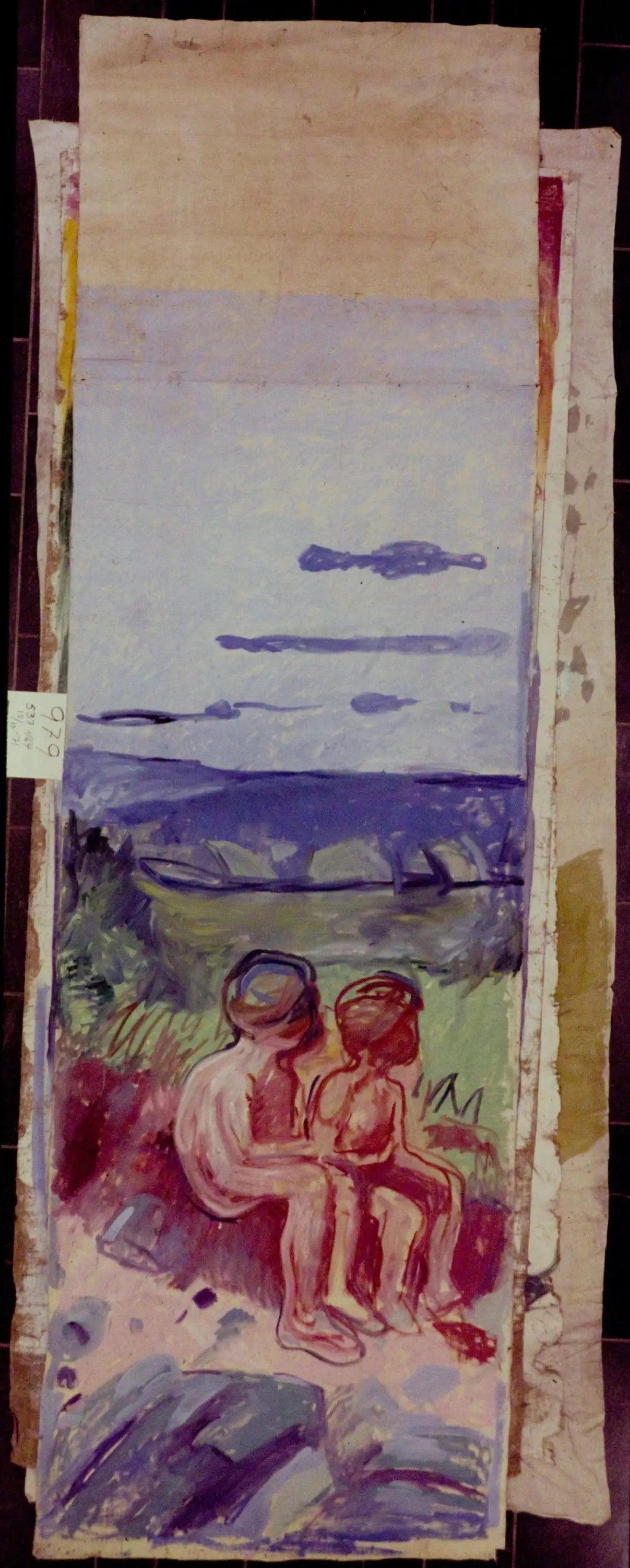 Alma Mater : deux enfants assis - Edvard Munch image 1 reproduction artisanale de tableau