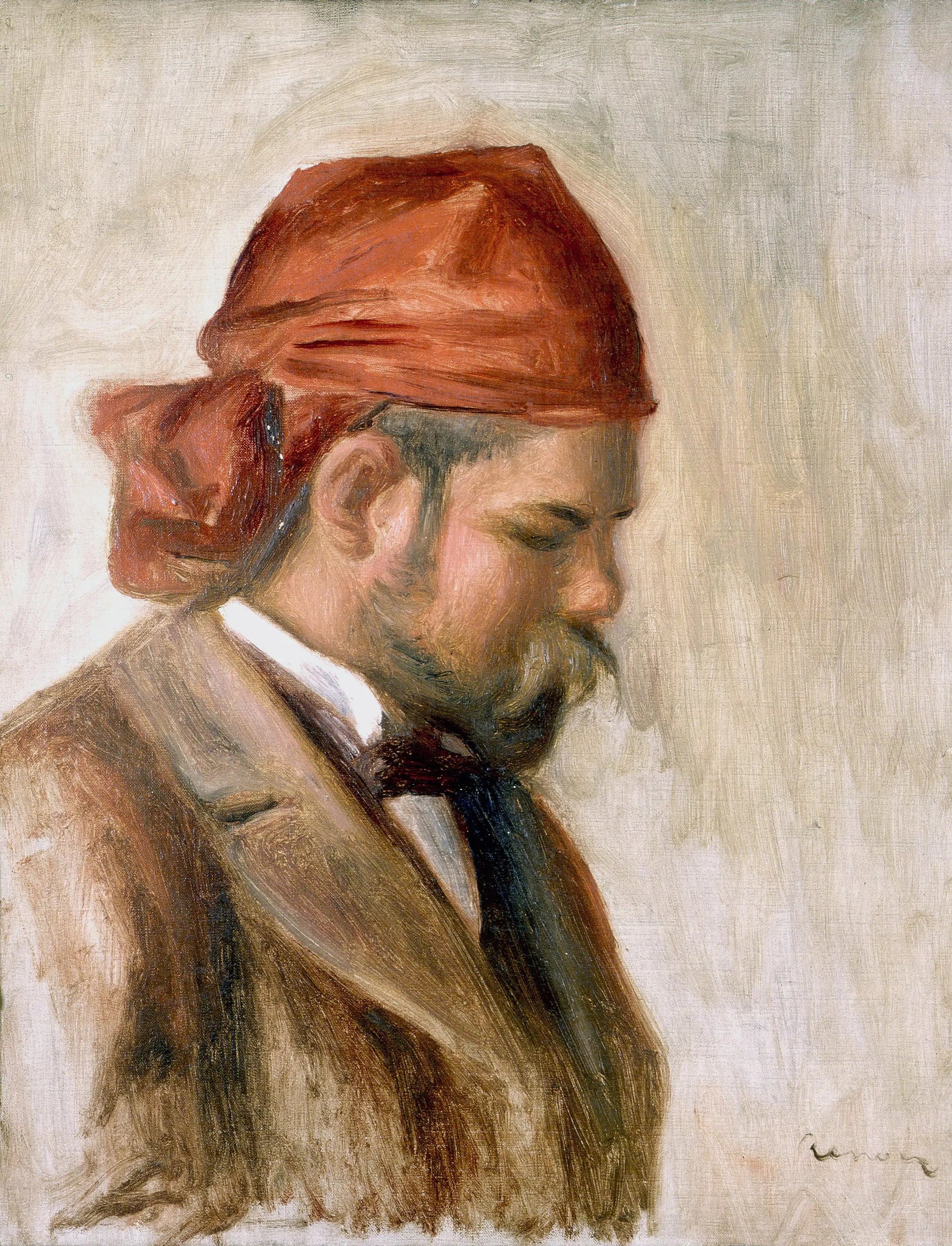 Ambroise Vollard au foulard rouge - Pierre-Auguste Renoir image 1 copie de tableau peinte à la main