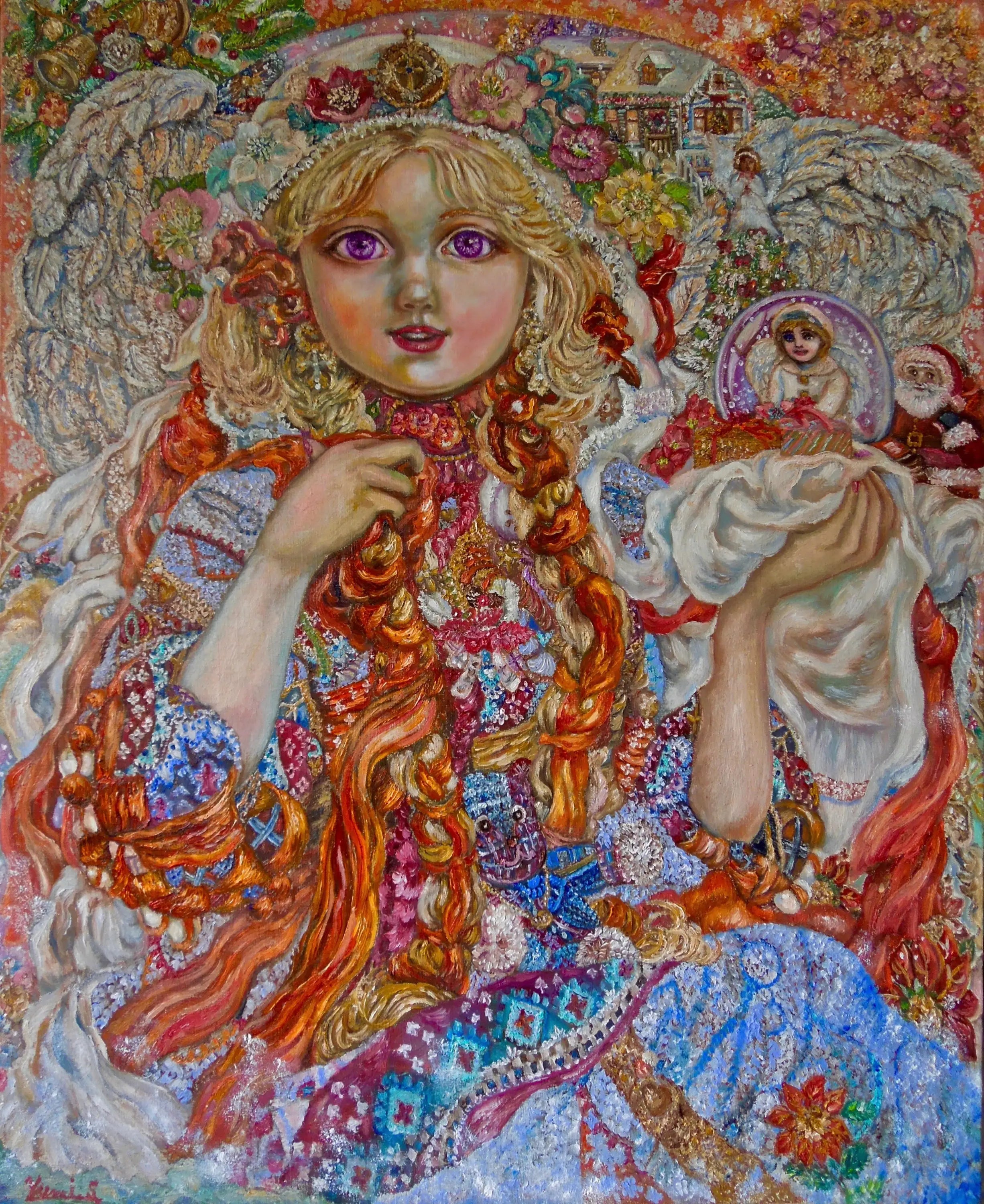 An angel celebrating Christmas - Yumi Sugai Reproductions de tableaux à la peinture à l’huile