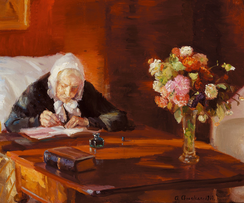 Ane Hedvig Brøndum przy swoim stole - Anna Ancher