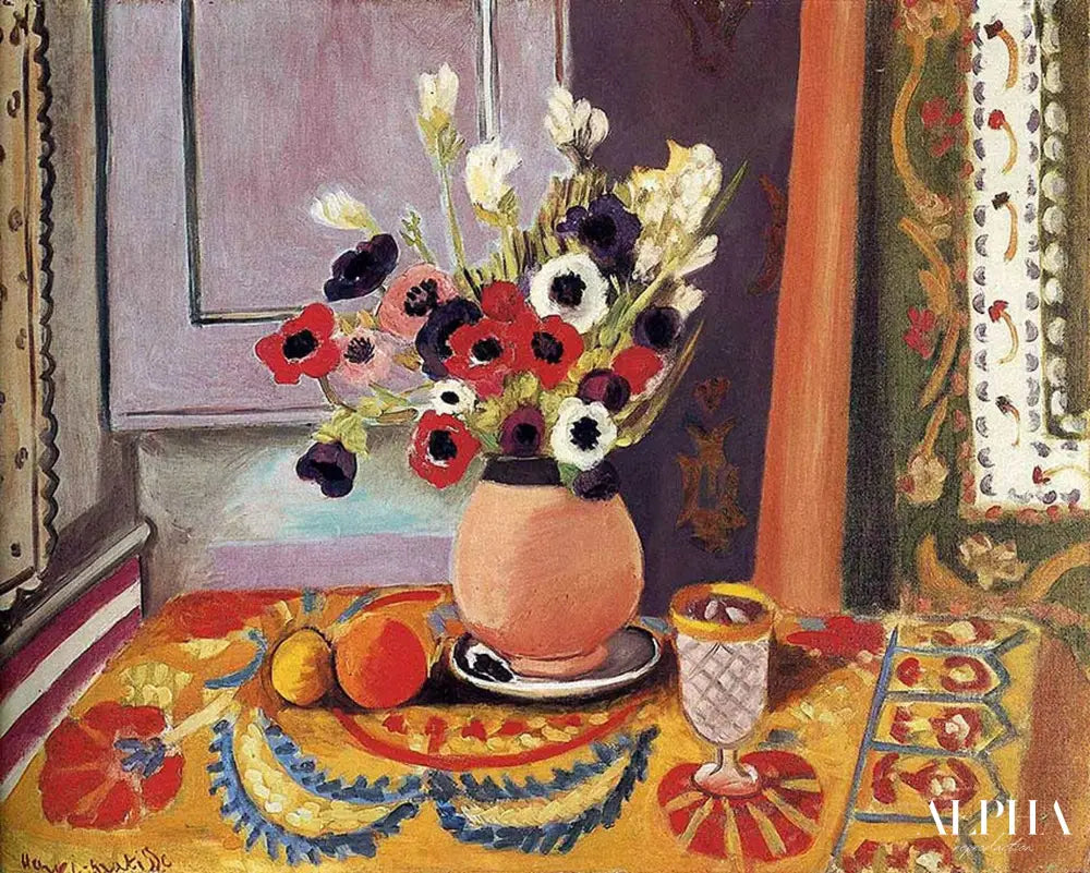 Anémones dans un vase en terre cuite - Matisse - Reproductions de tableaux et peintures haut de gamme