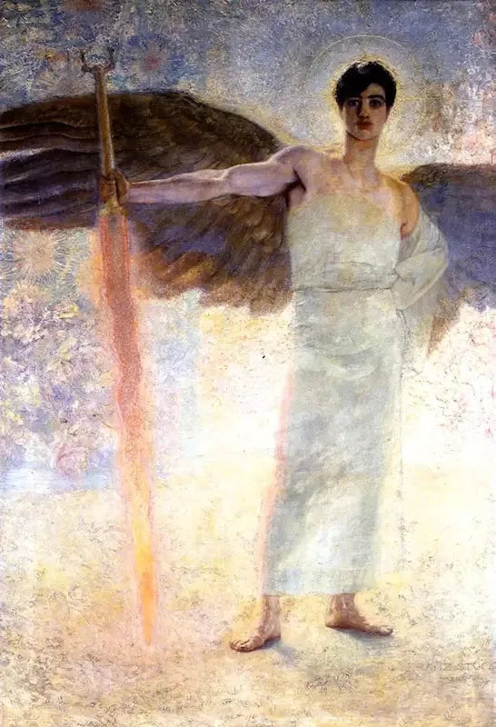 Anioł z płonącym mieczem - Franz von Stuck