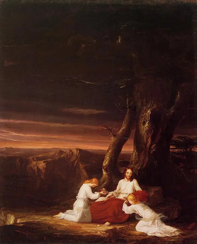 Anges se dévouant au Christ dans la nature - Thomas Cole image 1 copie de tableau peinte à la main
