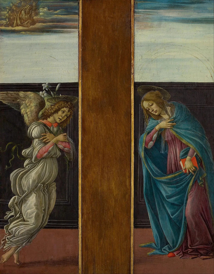 Zwiastowanie: Gabriel i Dziewica, 1495-1498 - Botticelli i warsztat