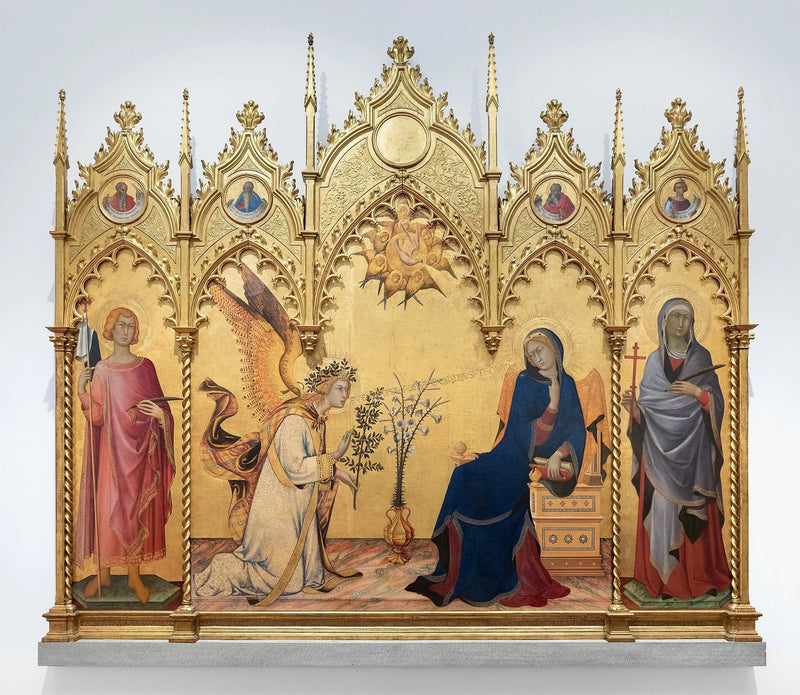 Zwiastowanie między świętymi Ansem a Małgorzatą - Simone Martini
