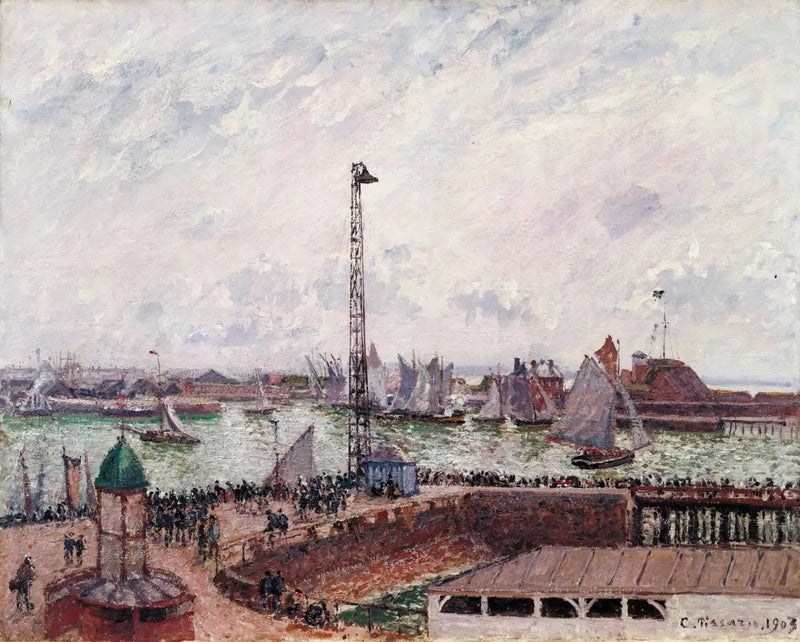 Ujście pilotów, Le Havre, poranek, szary, mglisty - Camille Pissarro