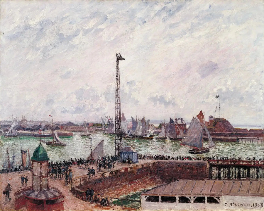 Ujście pilotów, Le Havre, poranek, szary, mglisty - Camille Pissarro