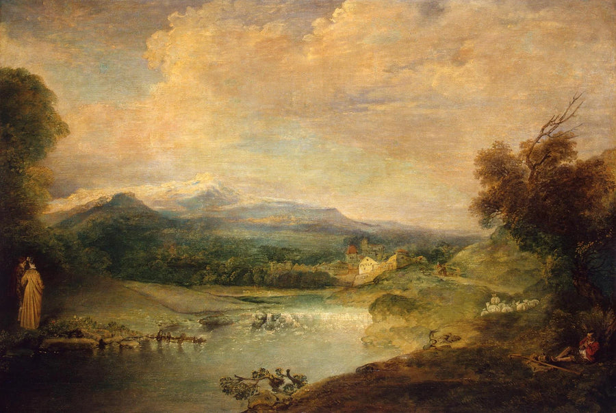 Paysage avec une cascade, peinture d’Antoine Watteau