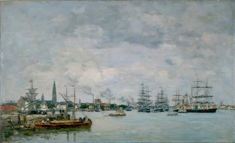 Antwerpii. Statki na Skaldzie - Eugène Boudin