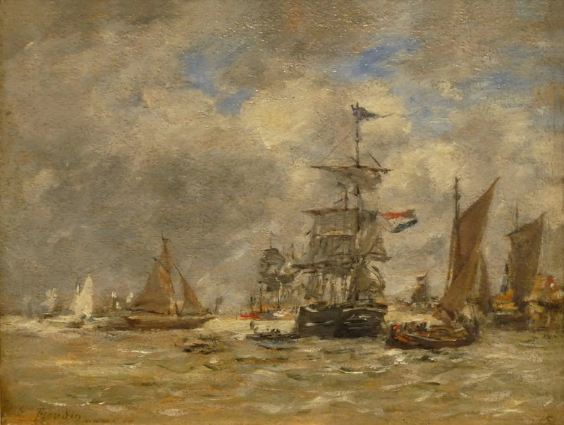 Antwerpii. Statki na Skaldzie - Eugène Boudin