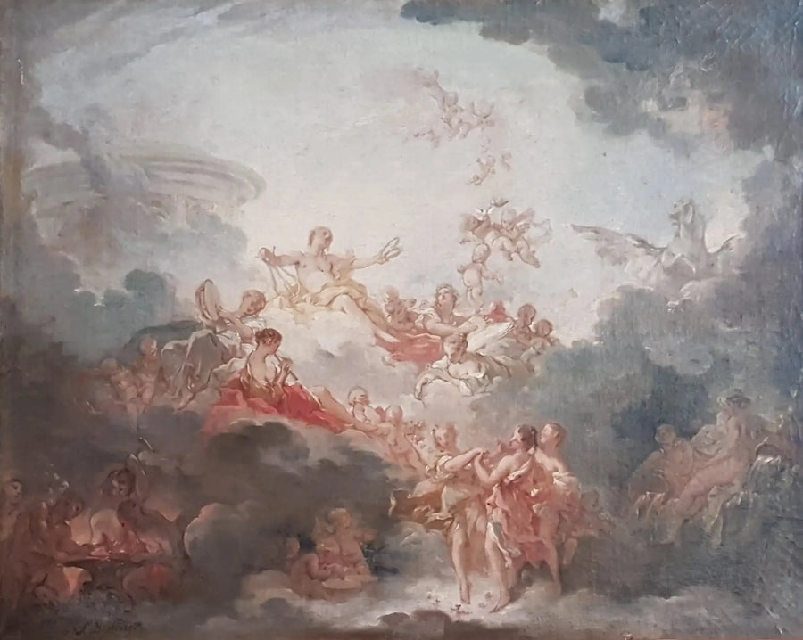 Apollo koronujący sztuki - François Boucher