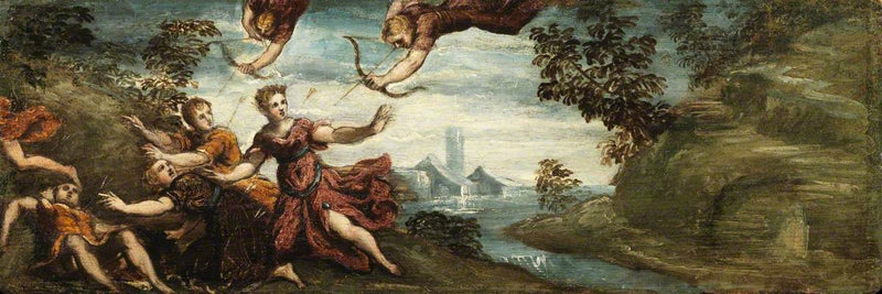 Apollo i Diana zabijające dzieci Niobe - Jacopo Tintoretto